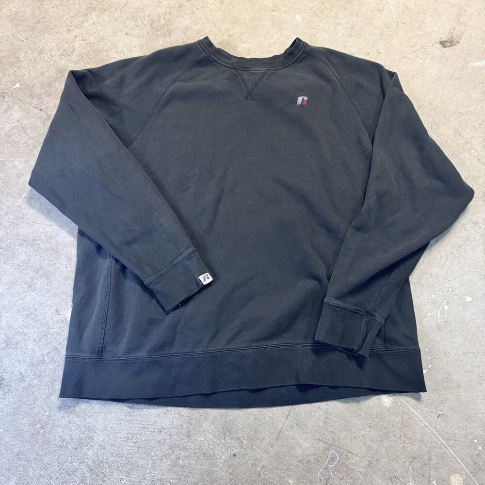Russell Athletic Sweater Men's Black Pullover Crewneck Sweatshirt Logo XL